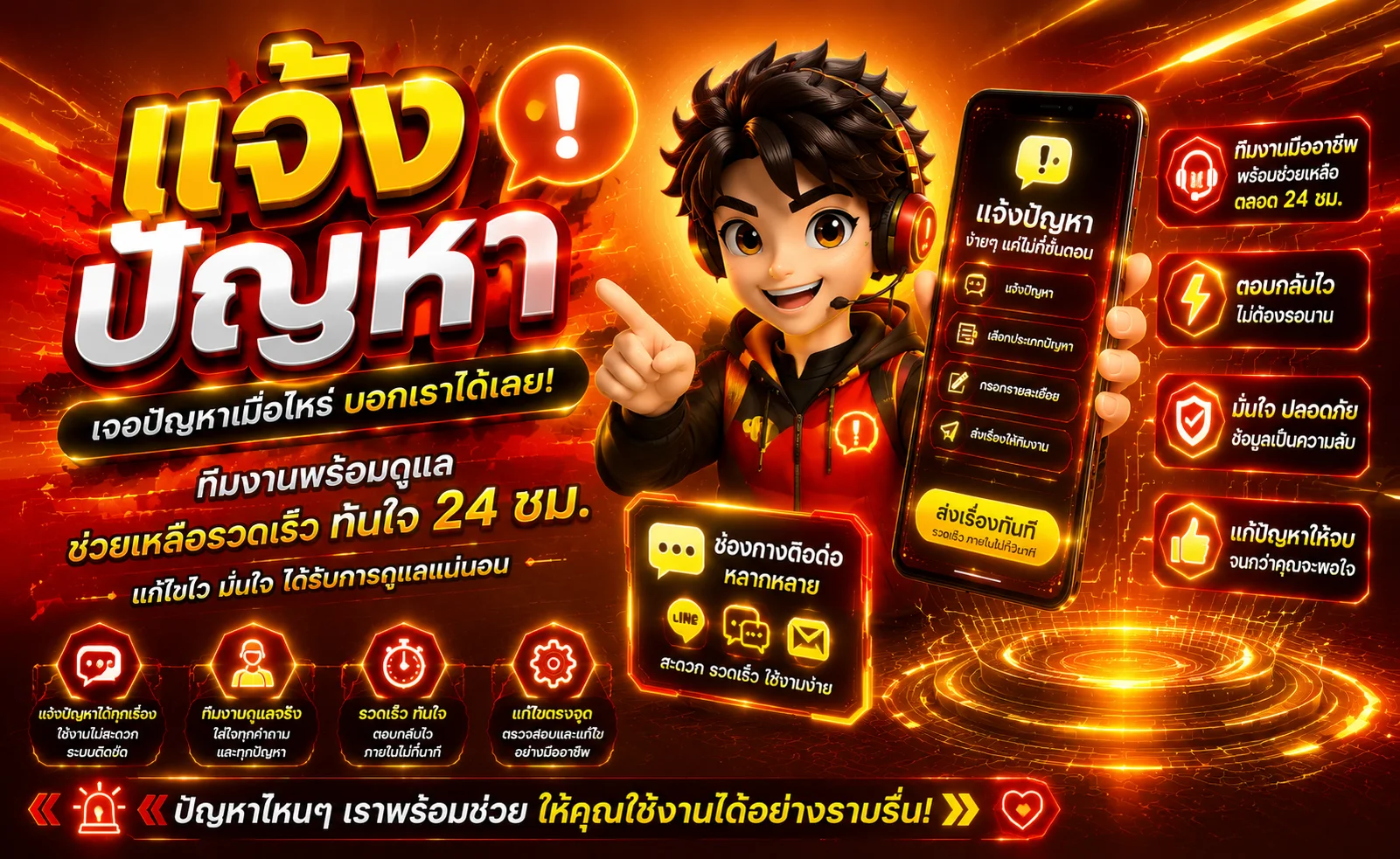 แจ้งปัญหาการใช้งาน LuckySpin ติดต่อทีมงาน 24 ชั่วโมง